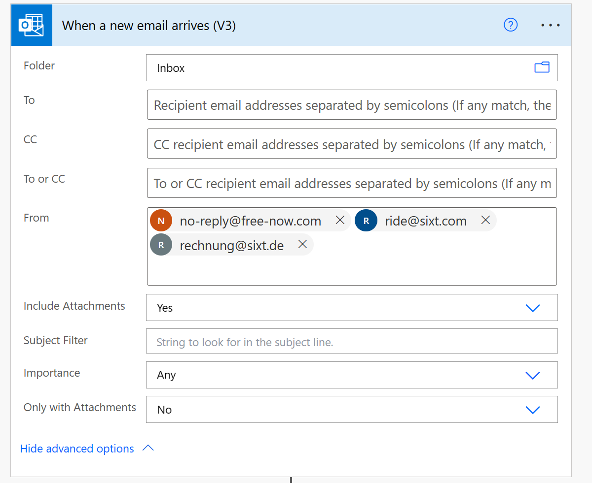 inbound invoice e-mails