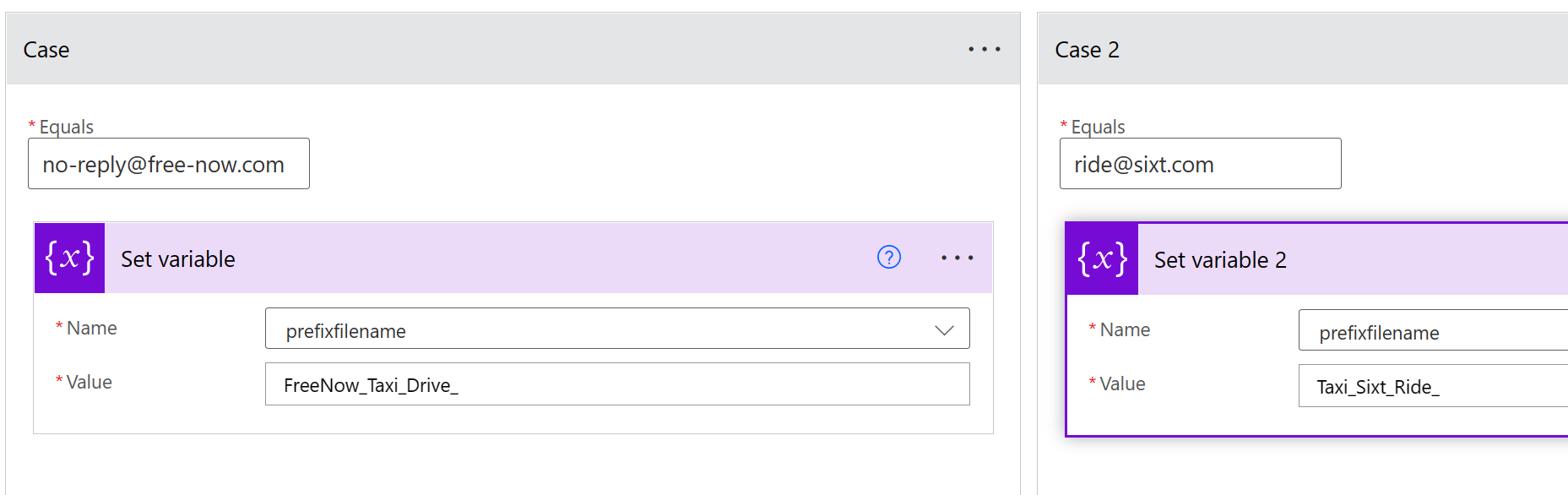 switch clause in Power Automate